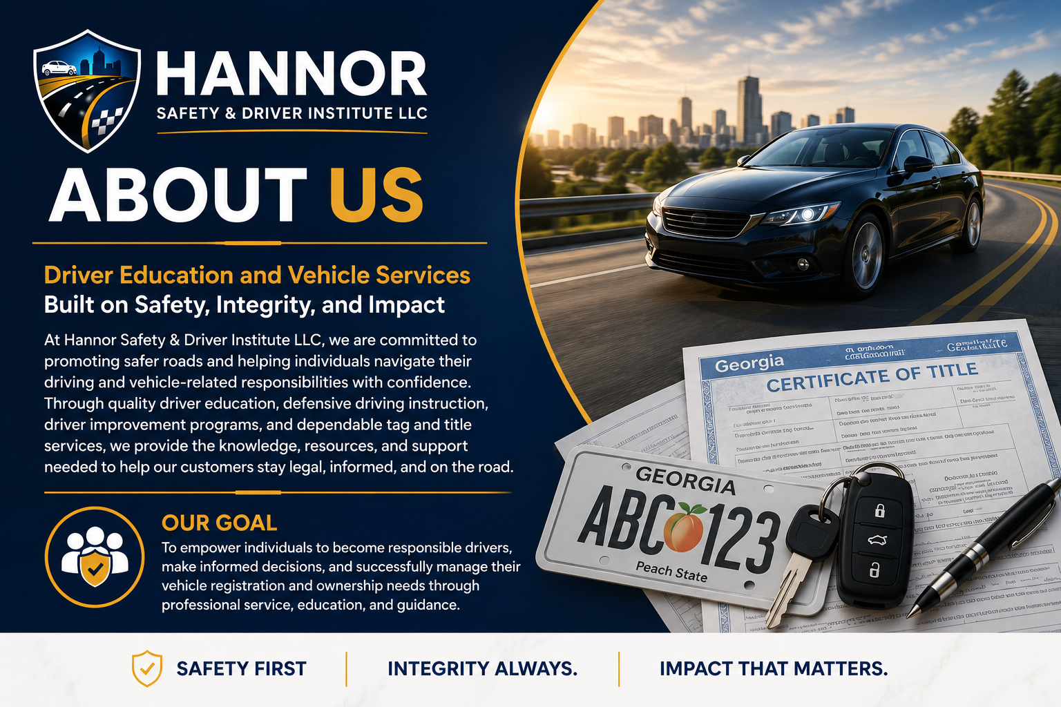 About Hannor Safety & Driver Institute — Driver education and vehicle services